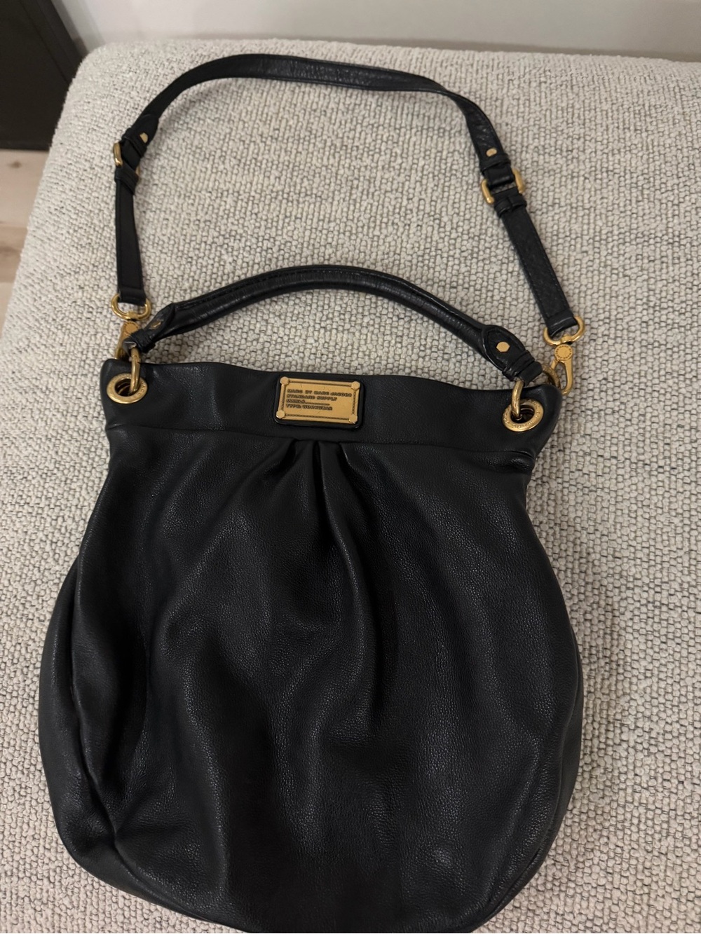 Marc Jacobs Black Pebbled Leather Crossbody with Gold Hardware